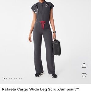 Figs Rafaela Cargo Wide Leg Scrub Jumpsuit
